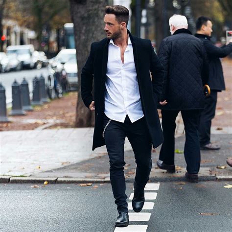 black overcoat with casual men.